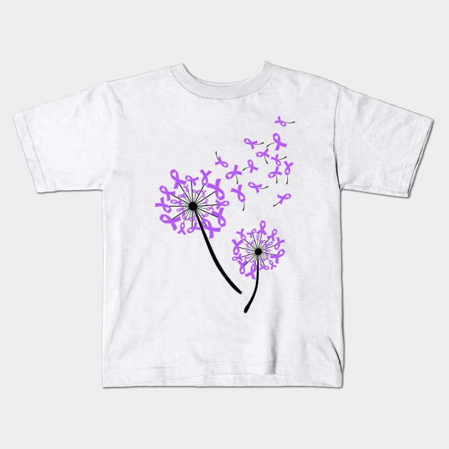 World pancreatic cancer Awareness Dandelion Awesome Kids T-Shirt by Terryeare